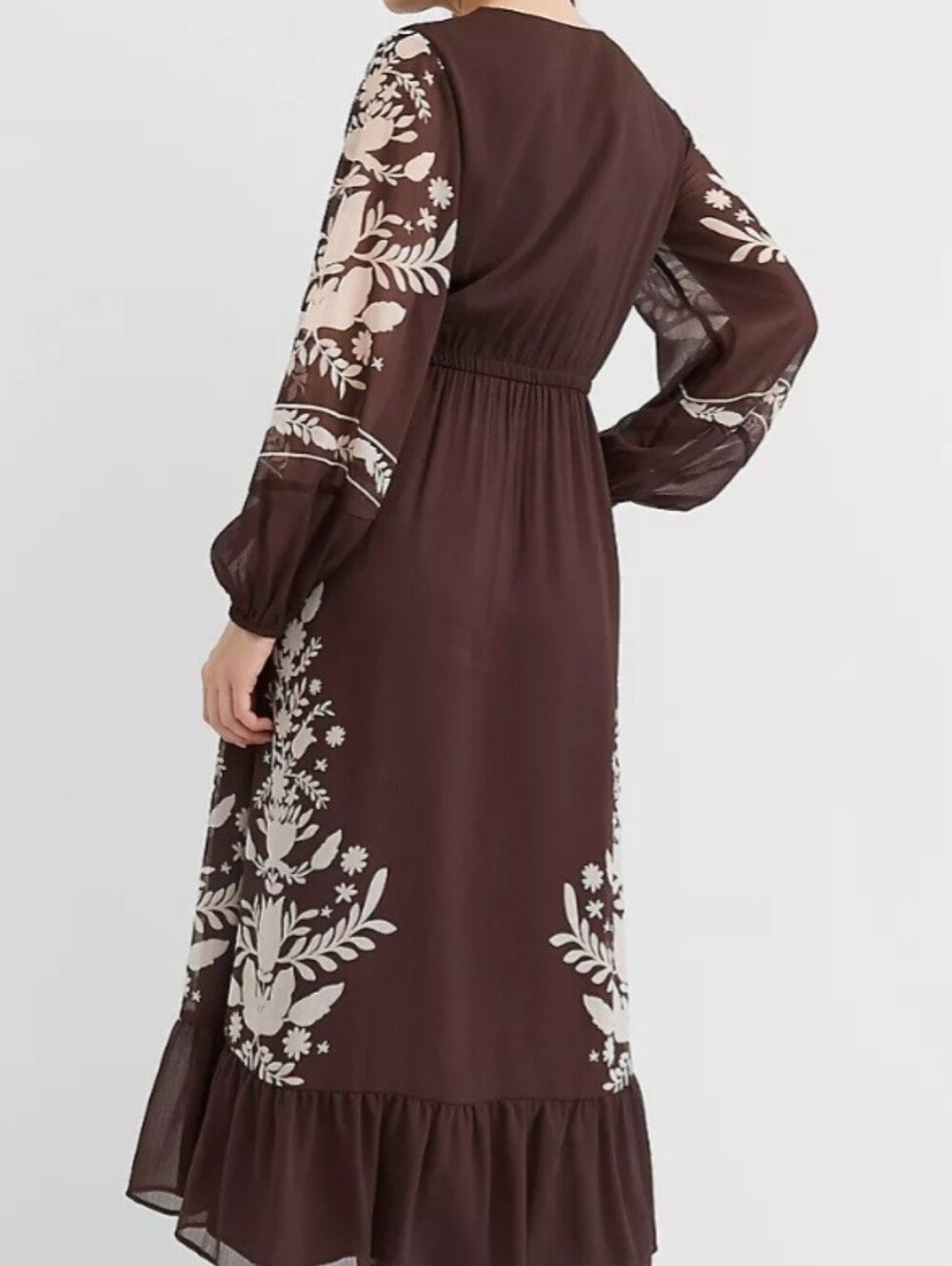 Loft Women's Brown Floral Print Long Sleeve Dress - Picture 3 of 8